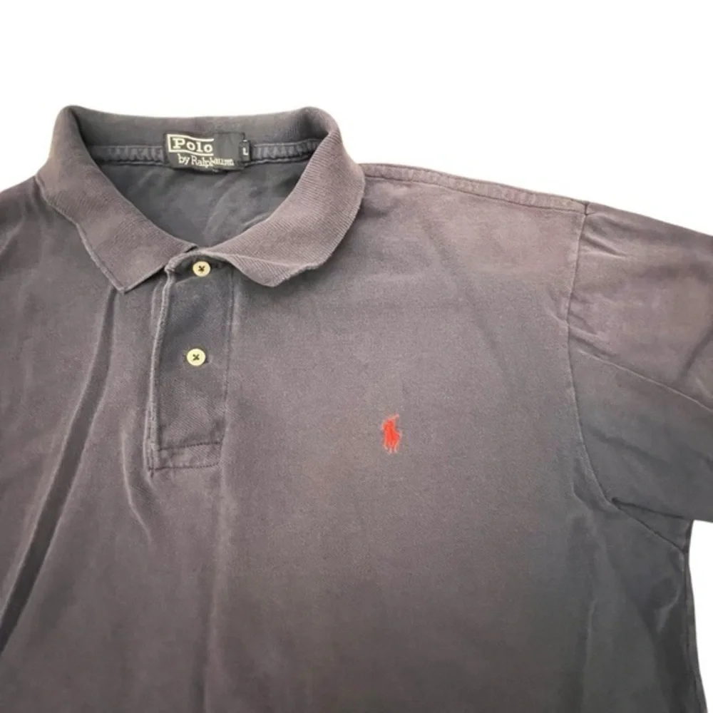 Ralph‎ Lauren Polo Shirt Mens Large Blue Short Sleeve Red Pony Vintage 90s